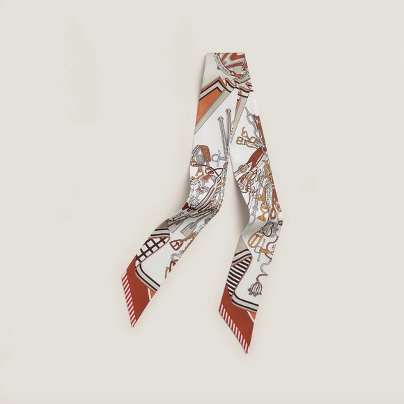 HERMES Bouquets Sellier Silk Ribbon Twilly Scarf NWT - Picture 14 of 15
